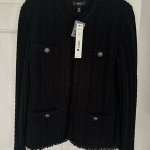 Aqua Black Textured Cardigan